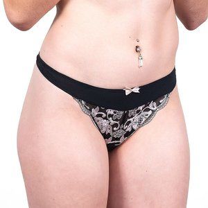 Floral Embroidered Thong